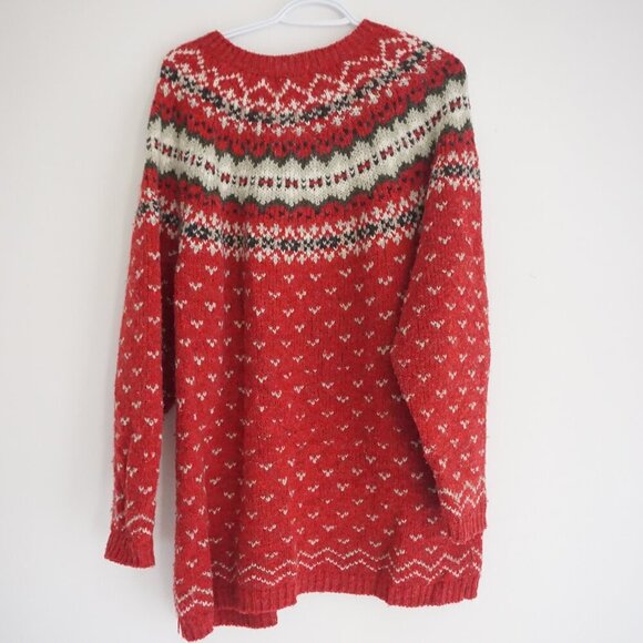 Vintage Encore Tricot Red 10% Wool Knit Icelandic Button Cardigan Sweater XL - Picture 12 of 16